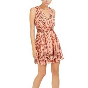 BARIII Mod Wood Cut Printed Mini Dress- Orange      Size: 10